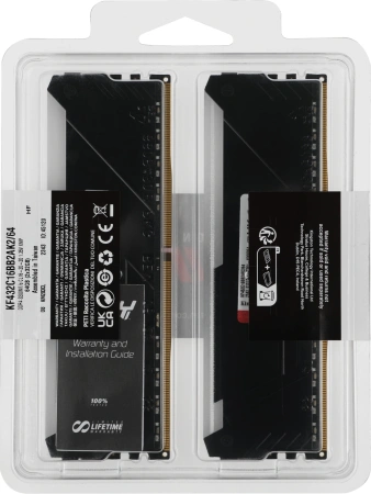 Память DDR4 2x32GB 3200MHz Kingston KF432C16BB2AK2/64 Fury Beast RGB RTL Gaming PC4-25600 CL16 DIMM