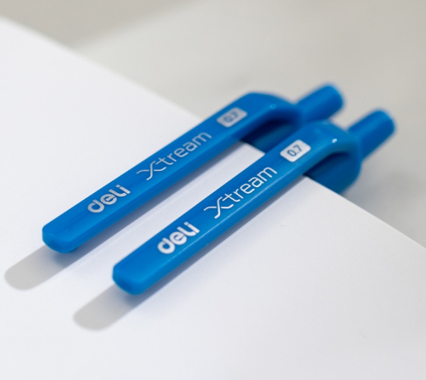 Набор ручек шариков. Deli (EQ20-MT-BL) корп.синий полупр. d=0.7мм чернила син. блистер ев. (5шт) Пул