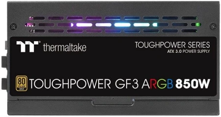 Блок питания Thermaltake ATX 850W Toughpower GF3 ARGB 80+ gold 24pin APFC 140mm fan color LED 9xSATA Cab Manag RTL