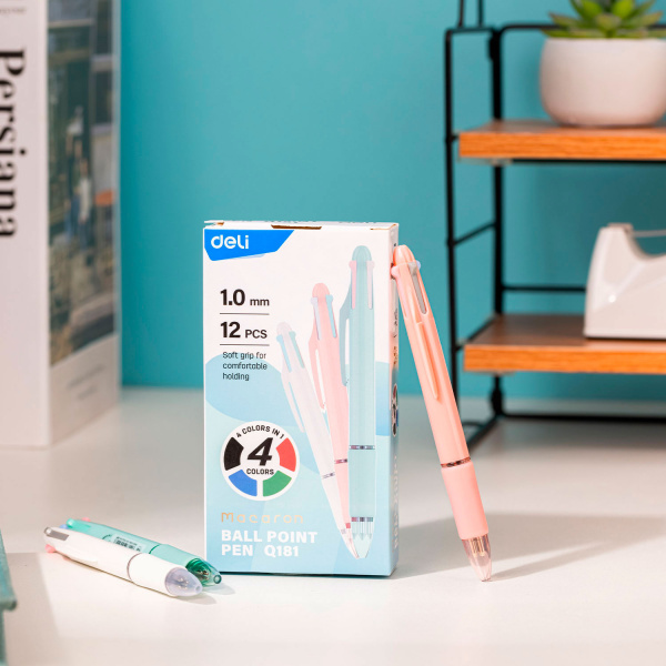 Ручка шариков. Deli EQ181 ассорти d=1мм ассор. черн.