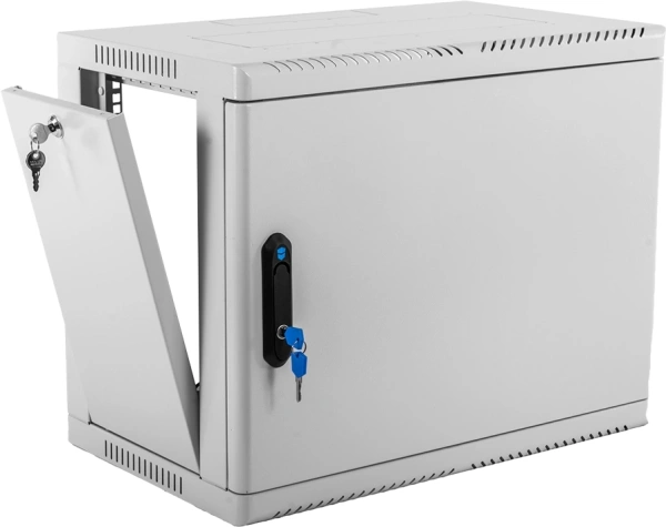 Шкаф коммутационный ЦМО (ШРН-9.350.1) настенный 9U 600x350мм пер.дв.стал.лист 200кг серый 300мм 180град.