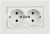 Розетка силов. IEK Brite РСш12-3-БрБ BR-R24-16-K01-F 2розет. двойн. скрыт. зазем. штор. IP20 белый (упак.:1шт)