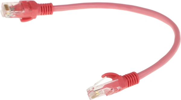 Патч-корд PP12-0.25M/RO 1000G UTP 4 пары cat5E CCA molded 0.25м розовый RJ-45 (m)-RJ-45 (m)