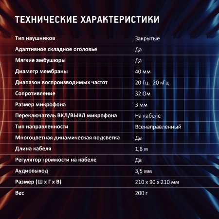 Наушники с микрофоном Оклик HS-L355G черный 1.8м мониторные оголовье (1939807)