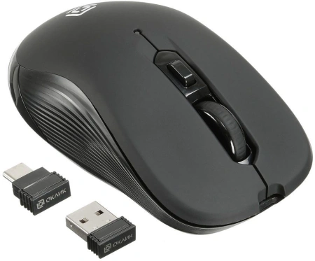 Мышь Оклик 610MWC черный оптическая (1600dpi) беспроводная USB/USB-C для ноутбука (6but)