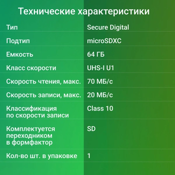 Флеш карта microSDXC 64Gb Class10 Digma CARD10 + adapter