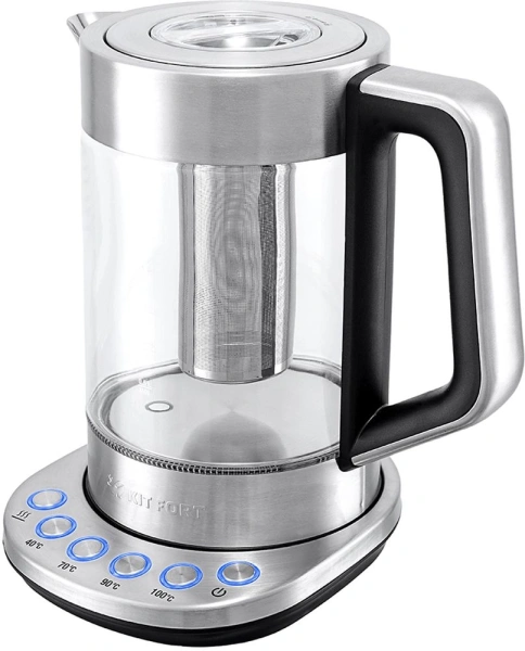 Чайник электрический Kitfort КТ-622 1.7л. 2200Вт серебристый (корпус: стекло)