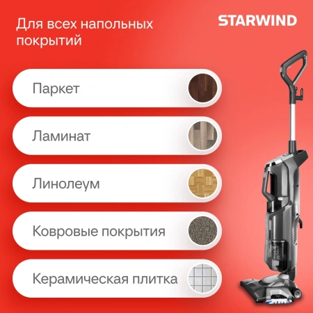 Пылесос паровой Starwind SSV9555 1800Вт темно-серый/серебристый