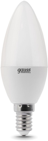 Лампа светодиодная Gauss 8Вт цок.:E14 свеча 220B 3000K св.свеч.бел.теп. C37 (упак.:1шт) (33118)