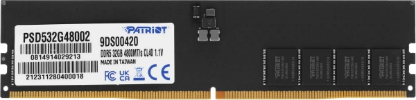 Память DDR5 32Gb 4800MHz Patriot PSD532G48002 Signature RTL PC5-38400 CL40 DIMM ECC 288-pin 1.1В dual rank Ret
