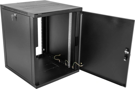 Шкаф коммутационный ЦМО (ШРН-9.350.1-9005) настенный 9U 600x350мм пер.дв.стал.лист 200кг черный 300мм