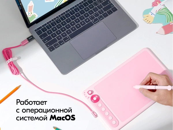 Графический планшет Parblo Intangbo X7 USB Type-C розовый