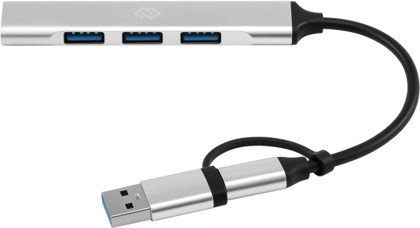 Разветвитель USB-C+ USB-A Digma DHUB-4USB-AC-2.0 4порт. черный