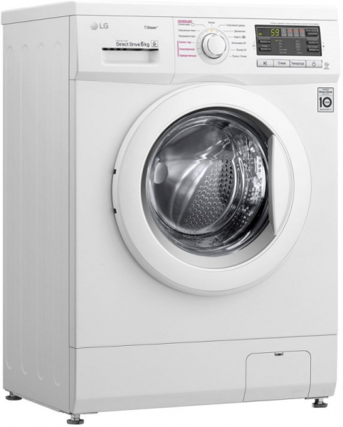 Стиральная машина LG F1296NDS0 класс: A загр.фронтальная макс.:6кг белый инвертер