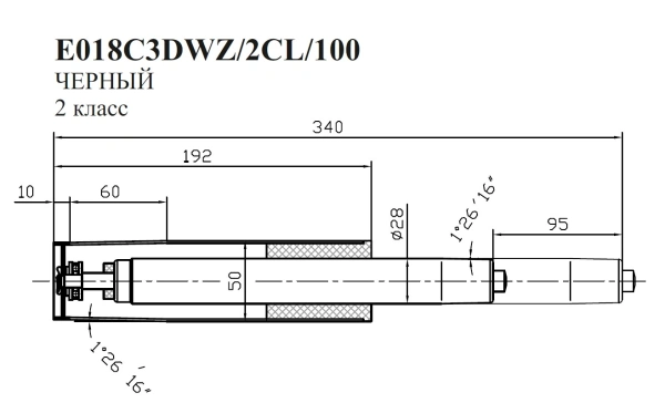 Газлифт Бюрократ E018 E018C3DWZ/2CL/100 черный для офис.кресла 50мм