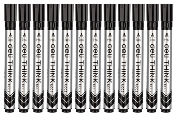 Маркер для досок Deli EU00220 Think скошенный пиш. наконечник 2-5мм черный