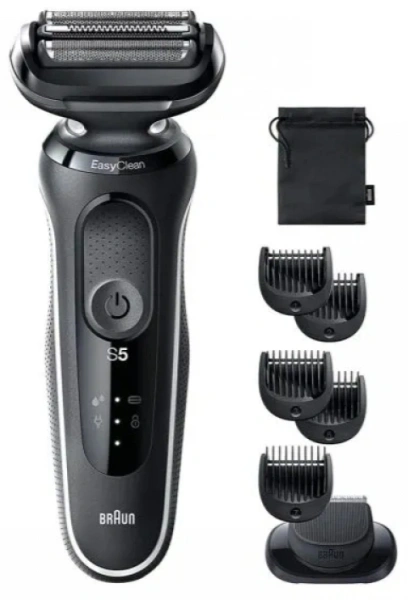 Бритва сетчатая Braun Series 5 51-W1500S реж.эл.:3 питан.:аккум. черный/белый