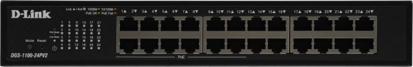 Коммутатор D-Link DGS-1100-24PV2/A 24G 12PoE+ 100W управляемый