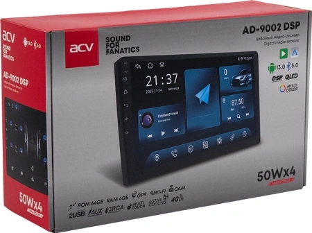 Автомагнитола ACV AD-9002 DSP 2DIN 4x50Вт v5.0 4000Mb DSP Android 13 9" WiFi 4G 2.5 (43224)