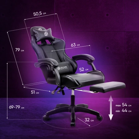 Кресло игровое Оклик Camper черный сиденье черный искусст.кожа/сетка с подголов. крестов. пластик че