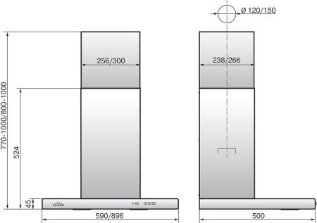 Вытяжка каминная Elikor Квадра 60Н-430-К3Д нержавеющая сталь управление: кнопочное (1 мотор)