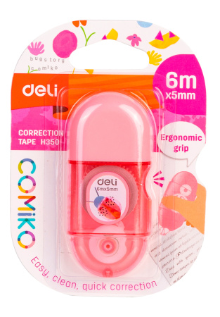 Лента коррект. Deli EH350 6мх5мм ассорти корпус белый блистер