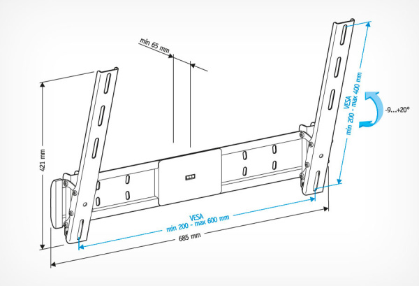 Кронштейн для телевизора Holder LCD-T6609-B черный 42"-65" макс.45кг настенный наклон