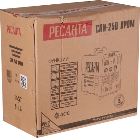 Сварочный аппарат Ресанта САИ-250 ПРОМ инвертор ММА/TIG 8.7кВт