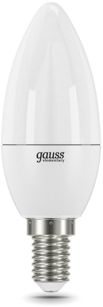 Лампа светодиодная Gauss Elementary 12Вт цок.:E14 свеча 220B 4100K св.свеч.бел.нейт. C37 (упак.:10шт) (33122)