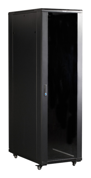 Шкаф коммутационный Lanmaster (TWT-CBB-32U-6X8-G1) напольный 32U 600x800мм пер.дв.стекл задн.дв.спл.стал.лист 2-хст. 2 бок.пан. 800кг черный IP20