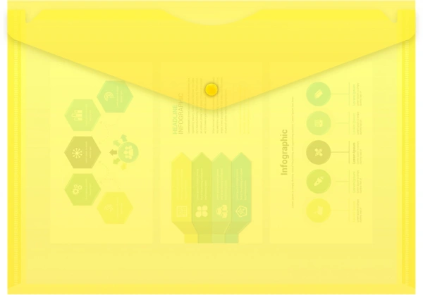 Конверт на кнопке Бюрократ -PK803AYEL A4 пластик 0.18мм желтый