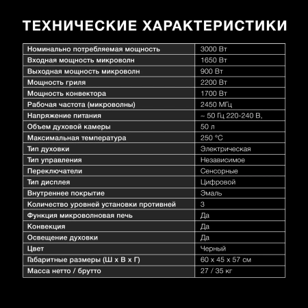 Духовой шкаф Электрический Hyundai HMEO 6540 DX черный