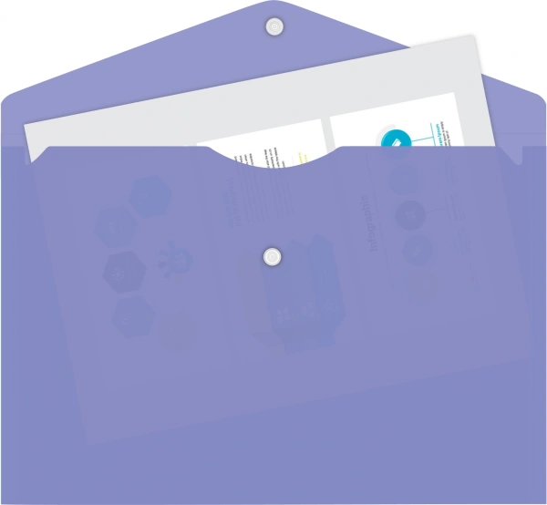 Конверт на кнопке Бюрократ Pastel -PKPAST/VIO A4 пластик 0.18мм фиолетовый