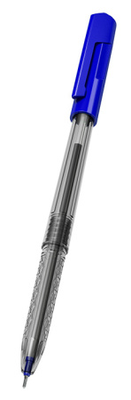 Ручка шариков. Deli Arrow EQ00830 прозрачный/синий d=0.5мм син. черн.