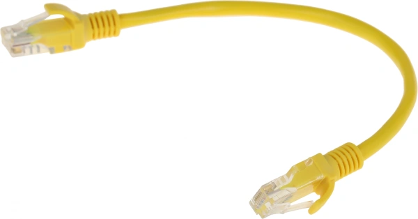 Патч-корд PP12-0.25M/Y 1000G UTP 4 пары cat5E CCA molded 0.25м желтый RJ-45 (m)-RJ-45 (m)
