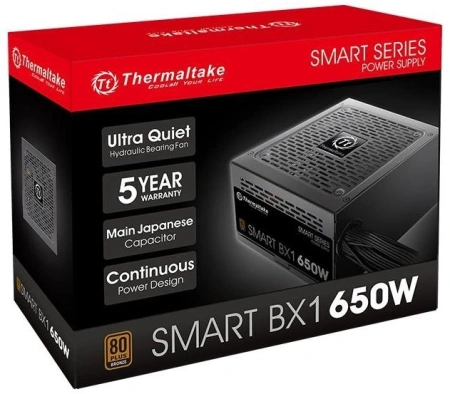 Блок питания Thermaltake ATX 650W Smart BX1 SE 80+ bronze 24pin APFC 120mm fan color LED 6xSATA RTL