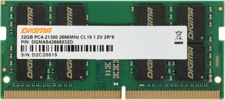 Память DDR4 32Gb 2666MHz Digma DGMAS42666032D RTL PC4-21300 CL19 SO-DIMM 260-pin 1.2В dual rank Ret