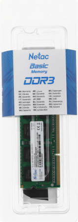 Память DDR3L 8Gb 1600MHz Netac NTBSD3N16SP-08 Basic RTL PC3-12800 CL11 SO-DIMM 204-pin 1.35В single rank Ret