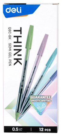 Набор ручек шариков. Deli Think EQ8C-BK черн. черн. (12шт) линия 0.5мм