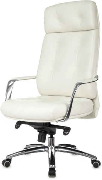 Кресло руководителя Бюрократ _DAO белый кожа крестов. алюминий