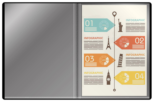 Папка с 30 прозр.вклад. Buro -ECB30BLACK A4 пластик 0.5мм черный