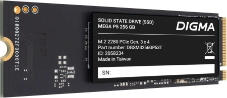 Накопитель SSD Digma PCIe 3.0 x4 256GB DGSM3256GP53T Mega P5 M.2 2280