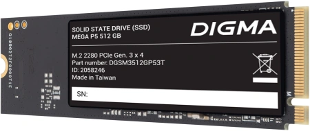Накопитель SSD Digma PCIe 3.0 x4 512GB DGSM3512GP53T Mega P5 M.2 2280