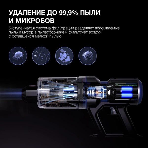 Пылесос ручной Hyundai HYV-S7970 500Вт серый/синий