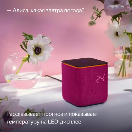 Умная колонка Yandex Станция Миди YNDX-00054PNK голос.п.:Алиса малиновый 24W 1.0 BT/Wi-Fi 10м