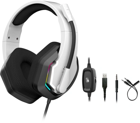 Наушники с микрофоном A4Tech Bloody G260p белый/черный 2м мониторные USB (G260P)