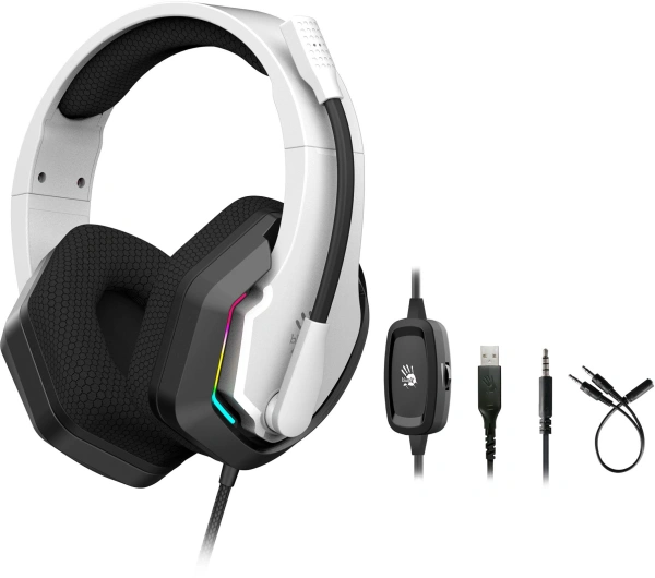 Наушники с микрофоном A4Tech Bloody G260p белый/черный 2м мониторные USB (G260P)