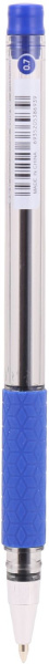 Ручка шариков. Deli Arrow EQ01630 прозрачный/синий d=0.7мм син. черн. резин. манжета