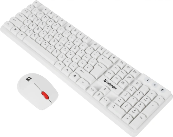 Клавиатура + мышь Defender Milan C-992 клав:белый мышь:белый/красный USB беспроводная Multimedia (45994)