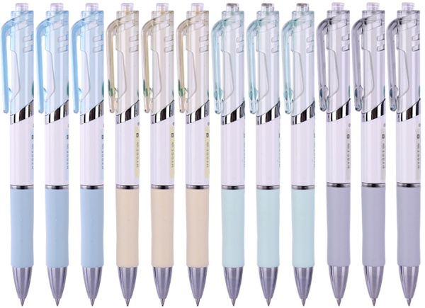 Набор ручек гелев. Deli (S11-BK-P) авт. корп.ассорти чернила черн. кор.карт. (12шт) линия 0.5мм рези